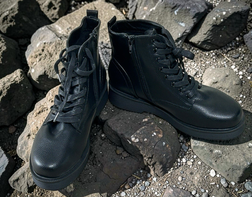 Asos New Look Black Combat Boots Sz 8 US Love Your Sole Grunge Faux Leather New